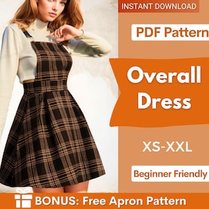 Overall Dress Pattern, Sewing Pattern, Dress Pattern, Women Sewing Pattern,  Overall Pattern, Pinafore Pattern, Pinafore Dress Pattern