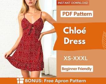 Front Tie Dress Sewing Pattern | Summer Dress Pattern | Women Sewing Pattern | Sewing Patterns | Dress Pattern | Prom Dress | Midi Dress