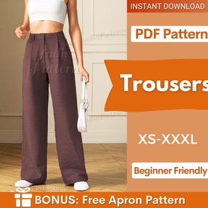 Pants Pattern for Women | XS-XXXL | Sewing Patterns | Trousers Sewing Pattern | Wide Leg Pants Pattern | Sewing Pattern Pants Women Sewing