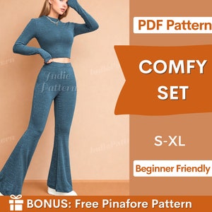 Flare Leg Pants & Crop Top Patterns | Yoga Set Sewing Patterns | Women Patterns | Pants Pattern | Crop Top Pattern | Flare Pants Pattern |