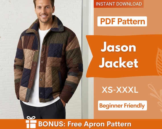 Men Jacket Sewing Pattern, Quilted Jacket Pattern, Men Sewing Pattern, Button Up Jacket Men, Coat Pattern,  Men Jacket Coat Pattern