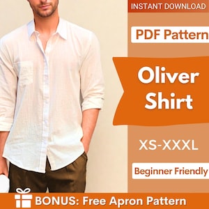 Shirt Sewing Pattern for Men, Shirt Pattern Men, Button Up Shirt Pattern, Shirt Pattern, Sewing Patterns for Men, Long Sleeved Shirt Pattern