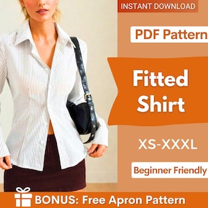 Fitted Shirt Pattern for Women, Shirt Sewing Pattern, Button Up Shirt Pattern, Sewing Patterns, Sewing patterns for Women, Blouse Pattern
