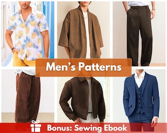 Patrones de costura para hombre / Patrones para hombre / Patrón de costura de pantalones / Patrón de chaqueta para hombre / Patrón de camisa para hombre / Patrón de traje para hombre / Camisa hawaiana