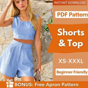 Shorts and Top Sewing Patterns | Wide Shorts Pattern | CropTop Pattern | Backless Summer Top, Easy Shorts pattern, Women Sewing Pattern