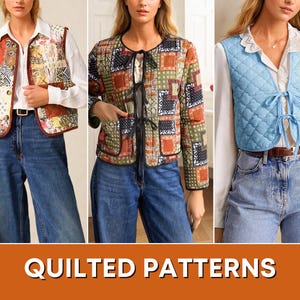 Gesteppt Schnittmuster | Frauen Schnittmuster | Schnittmuster | Weste Schnittmuster | Front Krawatte Top Muster | Gesteppte Weste | Patchwork Weste