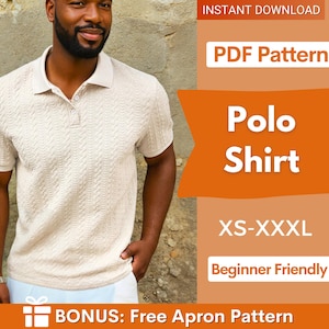 Men Polo Shirt Sewing Pattern | Polo Pattern | Men's Shirt Sewing Pattern, Summer Shirt Pattern Men, Shirt Pattern Men Polo