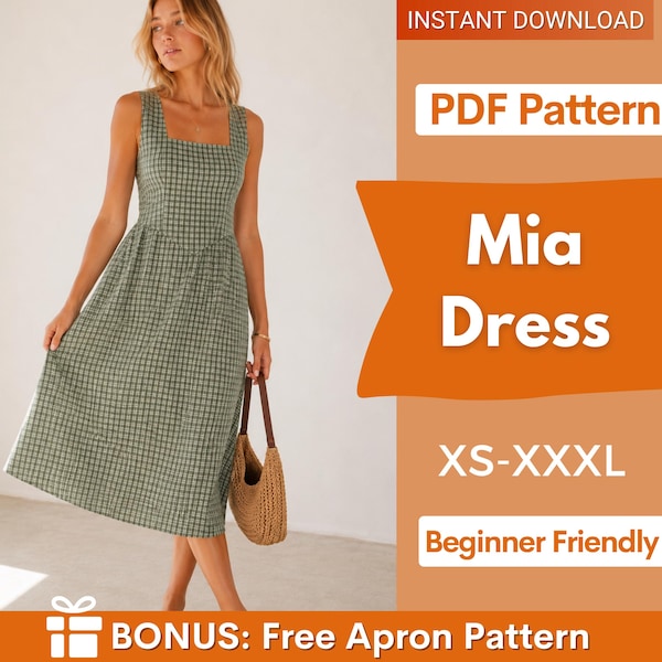 Summer Dress Sewing Pattern | Square Neck Dress Pattern | Dress Pattern | Sewing Patterns | Women Patterns | Summer Dress, Women Dress