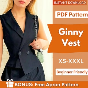 Vest Sewing Pattern, Waistcoat Pattern, Women Sewing Patterns, Women Vest, Top Sewing Pattern for Women, Women Vest Waistcoat Pattern
