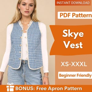 Quilted Vest Sewing Pattern for Women | Vest Pattern | Top Sewing Pattern | Women Sewing Patterns | Quilted Vest | Women Jacket Pattern