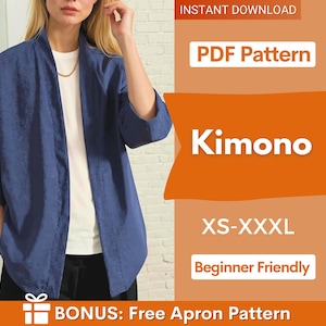 Women Kimono Sewing Pattern, Short Kimono Pattern for Women, Kimono Pattern, Sewing Pattern for Women, Women Shirt Pattern, Robe Pattern