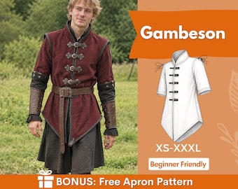 Medieval Gambeson Pattern | Medieval Tunic Pattern | Warrior Robe Pattern | Costume Sewing Pattern | Fantasy Pattern | Medieval Pattern