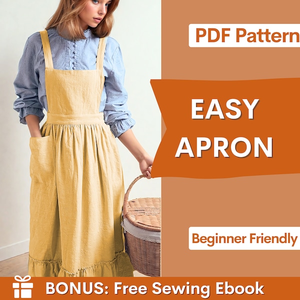 Apron Sewing Pattern, Sewing Patterns, Pinafore Pattern, Women Patterns, Pinafore Apron Pattern, Sewing pattern PDF, Cottage Dress pattern