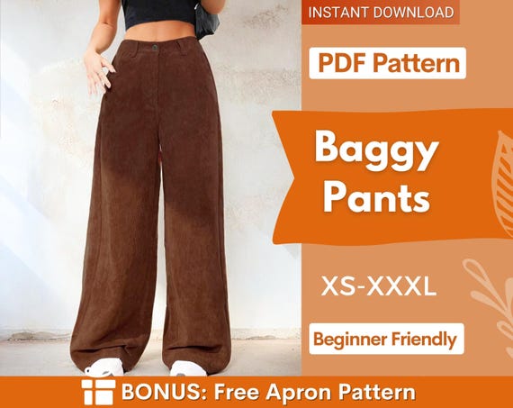 Baggy Pants Pattern | Wide Leg Pants Sewing Pattern | Pants