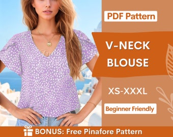 Blouse naaipatroon voor dames PDF | XS-XXXL | Top naaipatroon | Vrouwen naaipatroon | Eenvoudig blousepatroon | Beginners naaipatroon