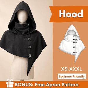 Hood Sewing Pattern, Cape with Hood Pattern, Cape Pattern, Capelet Pattern, Medieval Dress Pattern, Cosplay Cloak Sewing Pattern