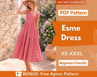 Wykrój sukienki Esme | Wykrój sukienki | Wykroje do szycia | Wykroje damskie | Sukienka warstwowa | Sukienka letnia | Wykrój sukienki dla początkujących