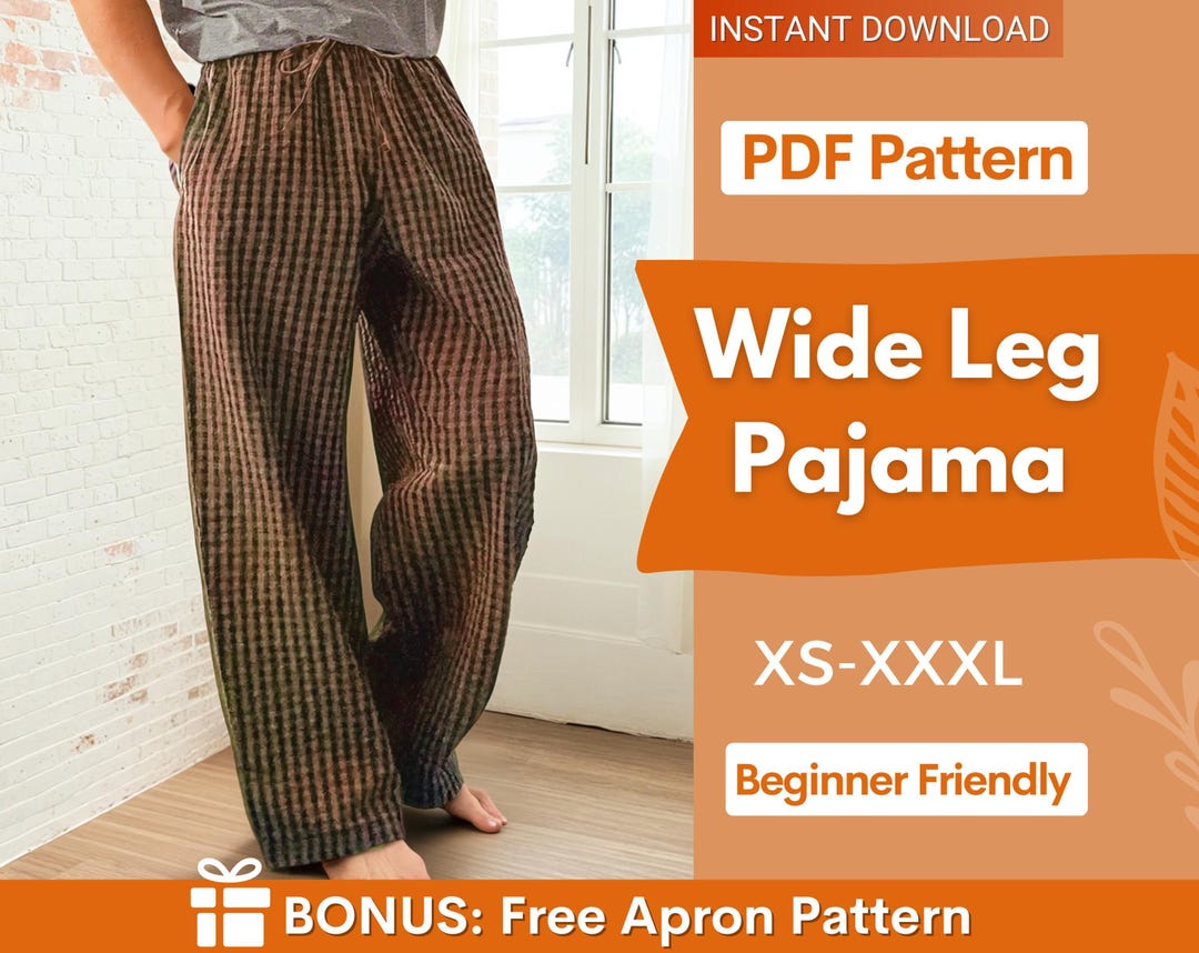 Pajama Pants Sewing Pattern for Men, Wide Leg Pajama Pants, Pajama ...