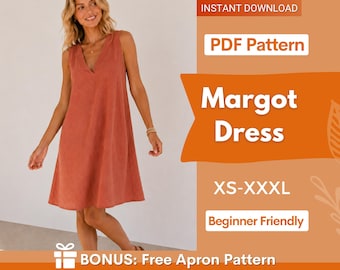 Margot Summer Dress Sewing Pattern | XS- XXXL | Easy Dress Sewing Pattern, Mini Dress Pattern | Women Sewing Pattern, Beginner Dress Pattern