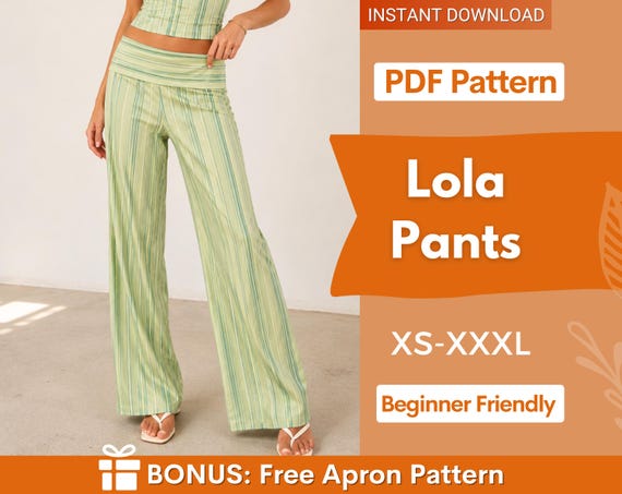 Y2K Pants Sewing Pattern | XS-XXXL | Trendy Pants | Pants Sewing Pattern | Straight Leg Pants | Low Waist Pants Women Sewing Pattern