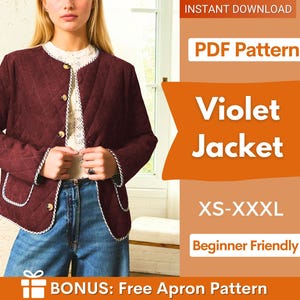 Jacke Schnittmuster für Frauen | Fellmuster | Schnittmuster | Jacke Schnittmuster |  Muster Jacke Mantel | Anfängerjacke, Steppjacke