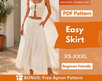 Easy Skirt with Pockets Sewing Pattern | Maxi Skirt Pattern | Women Skirt Pattern | Sewing Patterns | Women Sewing Pattern, Skirt Pockets