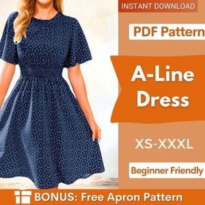 A-Line Dress Sewing Pattern | Summer Dress Pattern | Women Sewing Pattern | Sewing Patterns | Dress Pattern | Women Pattern | Midi Dress