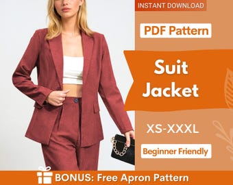 Patrón de costura para chaqueta de traje / Patrón de costura para chaqueta / Patrón de costura para mujer / Patrón de blazer / Patrón de costura para mujer / Patrones de costura para traje
