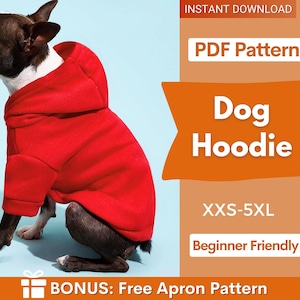 Dog Pattern, XXS-5XL, Dog Hoodie Sewing Pattern, PDF Sewing Pattern Pet, Pattern Dog, Instant Download, Pet Pattern, Sewing pattern for dog