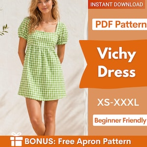 Smock Dress Pattern, Milkmaid dress sewing pattern, women sewing pattern, easy dress pattern, smock pattern, Puff sleeve dress pattern