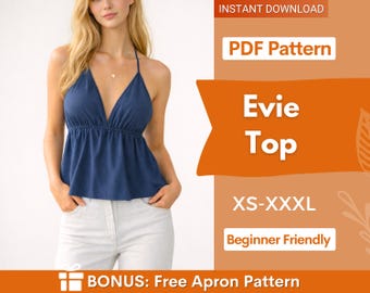 Summer Top Sewing Pattern, Women Sewing Pattern, Peplum Top Pattern, Sewing Patterns for Women, Summer Top, Tie Top, Blouse Top Pattern