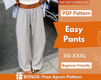 Sommer Hose Muster | Frauen Hose |  Schnittmuster Frauen | Gummibund Hose | Anfänger Schnittmuster