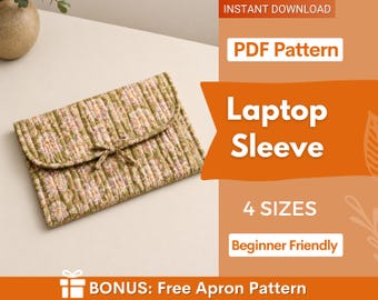 Laptop Sleeve Sewing Pattern | Beginner Bag Pattern | Quilted Laptop Sleeve, Laptop Sleeve Pattern, Laptop Case Pattern, Laptop Bag Pattern