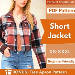 Jacket Pattern, XS-XXXL,Women Short Jacket Sewing Pattern, Women's Shirt Jacket, Shacket sewing pattern, Easy Jacket Pattern, sewing project