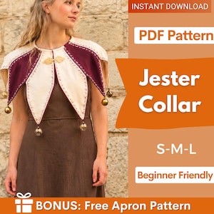 Jester Collar Sewing Pattern, Medieval Jester Collar Pattern, Jester Costume Pattern, Medieval Pattern, Fantasy Pattern, Ren Faire Pattern