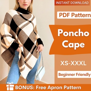 Wzór na pelerynę poncho, wzór na bluzę damską, wzór na poncho, wzór na pelerynę dla początkujących, wzór na sweter, wzór na szal damski