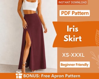 Skirt with side Zipper Sewing Pattern | Slit Skirt Pattern | Women Pattern | Sewing Patterns | Maxi Slit Skirt | Sewing Patterns Women