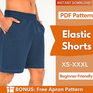 Shorts Pattern for Men | Men Sewing Pattern | Elastic Waistband Shorts Men Sewing Pattern | Pattern Shorts Men | Sport Shorts Beginner