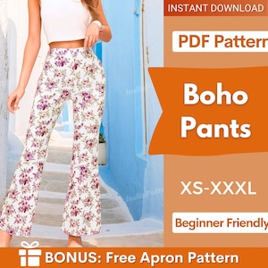 Flare Pants Pattern | Pants Sewing pattern | Wide leg pants, High waisted pants sewing pattern, Trousers pattern for women, Instant Download