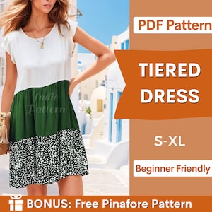 Tiered Dress Sewing Pattern for Women PDF | Summer Dress Pattern | Beginner Sewing Pattern | Women Sewing Pattern | Easy dress pattern