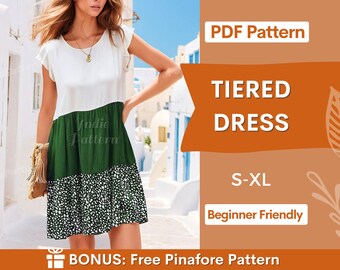 Tiered Dress Sewing Pattern for Women PDF | Summer Dress Pattern | Beginner Sewing Pattern | Women Sewing Pattern | Easy dress pattern