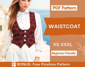 Waistcoat Pattern, XS-XXXL, Waistcoat Sewing Pattern PDF, Women Waistcoat Pattern, Vest Sewing Pattern, Women Vest Pattern, Beginner pattern