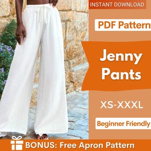 Summer Pants Sewing Pattern | Wide Leg Pants, Palazzo Pants Sewing Pattern, Elastic Waistband Wide Leg Pants Pants Pattern, Beginner Pattern
