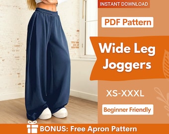 Baggy Joggers Sewing Pattern, Joggers Pattern, Wide Leg Jogger Pattern, Sweatpants Pattern, Pants Sewing Pattern, Wide Leg Pants Pattern