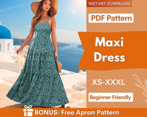 princess polly baby blue dress Maxi Dress Pattern | XS-XXXL | Dress Sewing Pattern | Summer Dress Pattern  | Women Sewing Pattern | Backless Dress PDF Pattern Sleveless