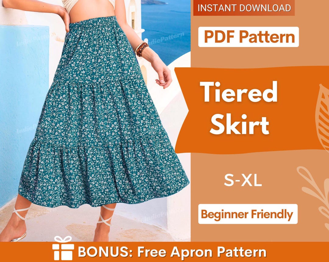 Tiered Skirt Sewing Pattern for Women PDF Skirt PDF Sewing