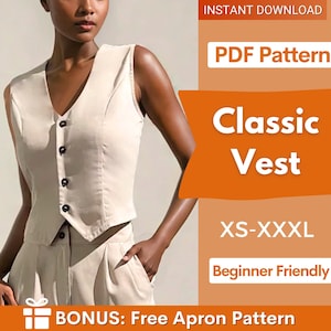 Vest Sewing Pattern, Waistcoat Pattern, Sewing Patterns, Women Pattern, Vest pattern, Top Sewing Pattern for Women, Women Vest Pattern