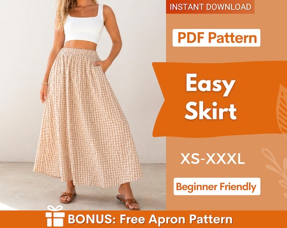 Easy Skirt With Pockets Sewing Pattern | Maxi Skirt Pattern
