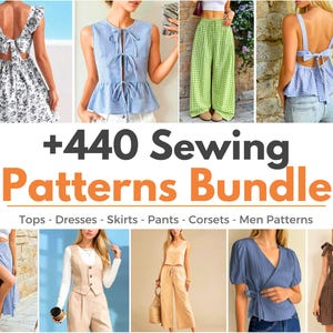 Shop Bundle +440 Patterns | Sewing Patterns | Women Patterns | Beginner Sewing Patterns, Dress Corset Pants Top Skirt Patterns