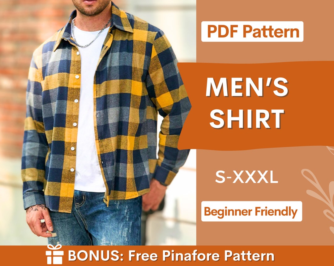 Shirt Pattern for Men SXXXL Sewing Pattern Men Men Buttons Shirt